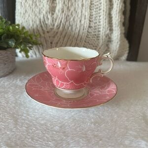 Vintage Cauldon China  Pink Floral Teacup and Saucer Set